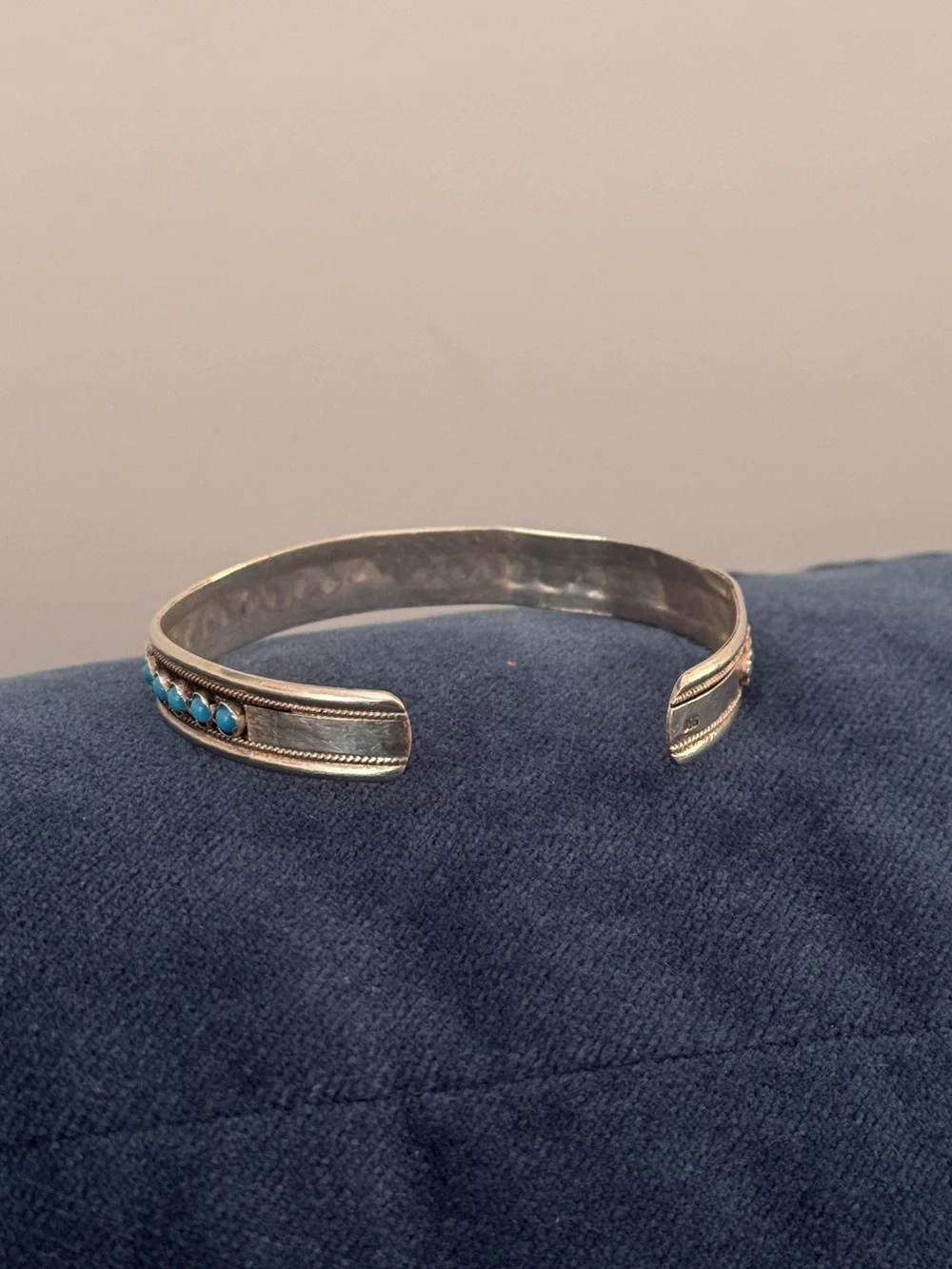 Vintage 950 Sterling Silver Turquoise Cuff Bracelet